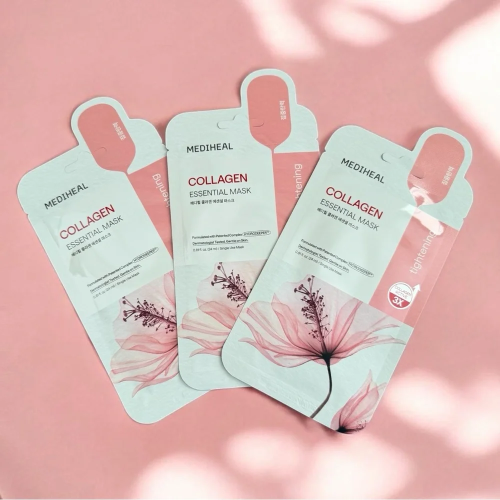 NEW MEDIHEAL 3-Pack Essential Face Mask Sheet- Collagen 0.81 fl oz - Picture 1 of 9